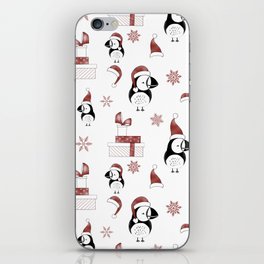 Holiday puffins red iPhone Skin