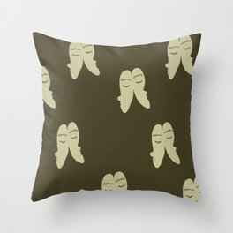 closer Throw Pillow | Couple, Affection, Acrylic, Drawing, Beige, Digital, Trendy, Stylish, Face, Brown 