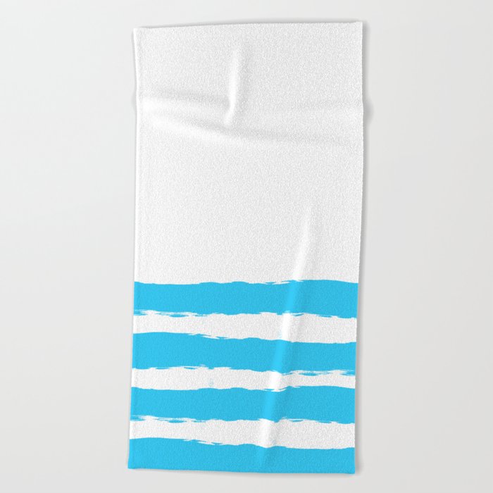 Simply hand-painted teal stripes on white background - Mix & Match Beach Towel