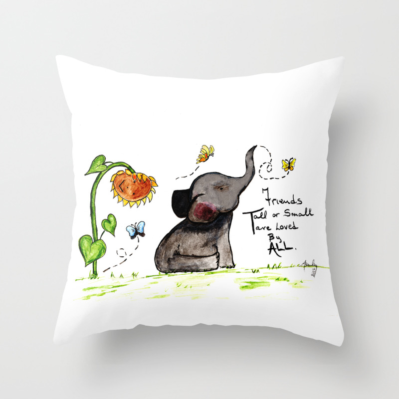 Friends Are Loved By All Baby Elephant Sunflower Butterflies Art