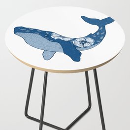 Floral Humpback Whale in Blue Side Table