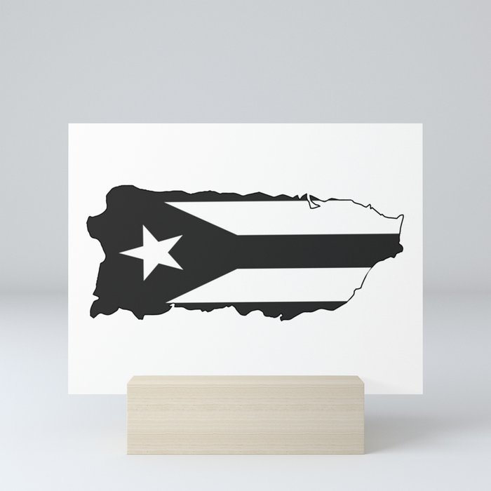 Puerto Rico Black Flag Mini Art Print