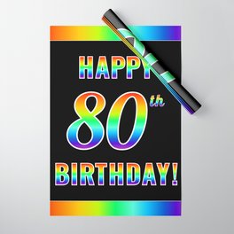 [ Thumbnail: Fun, Colorful, Rainbow Spectrum “HAPPY 80th BIRTHDAY!” Wrapping Paper ]