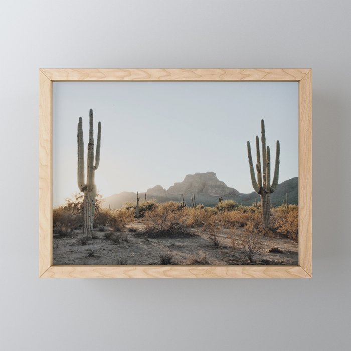 Two Saguaros Framed Mini Art Print