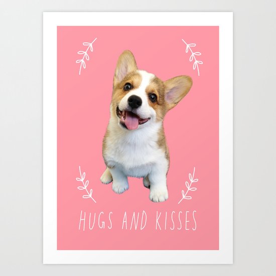 Corgi Hugs and kisses Art Print