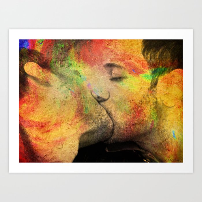 gay kiss Art Print