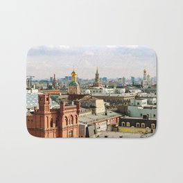 Moscow center cityscape view with Kremlin and Saint Basil's cathedral - Fine Art Travel Photography Bath Mat | Tourism, Moscow, Cityscape, Capital, Bigcity, Europe, Travel, Roofs, Russia, Digital 