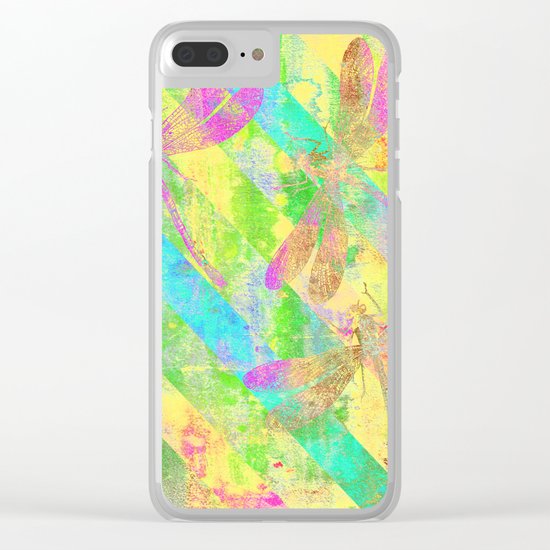 A Dragonflies and Stripes Y Clear iPhone Case
