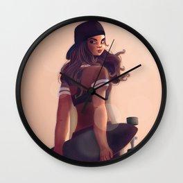 longboarding girl Wall Clock
