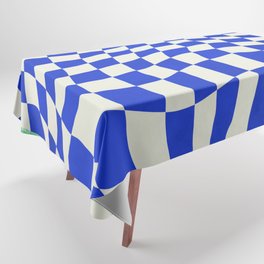 Blue checker fabric abstract Tablecloth