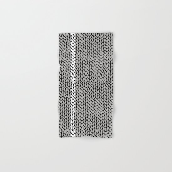 Grey Knit With White Stripe Hand & Bath Towel