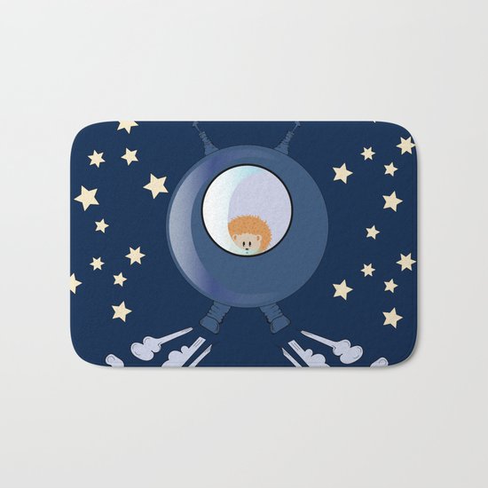 Hedgehog in space. Bath Mat