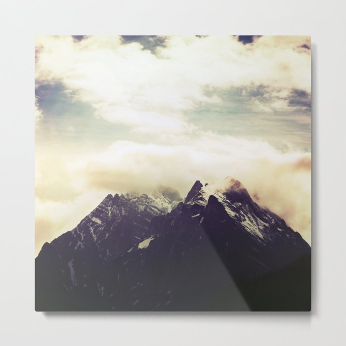Mountains in Golden Clouds. Nature Landscape Photography Metal Print