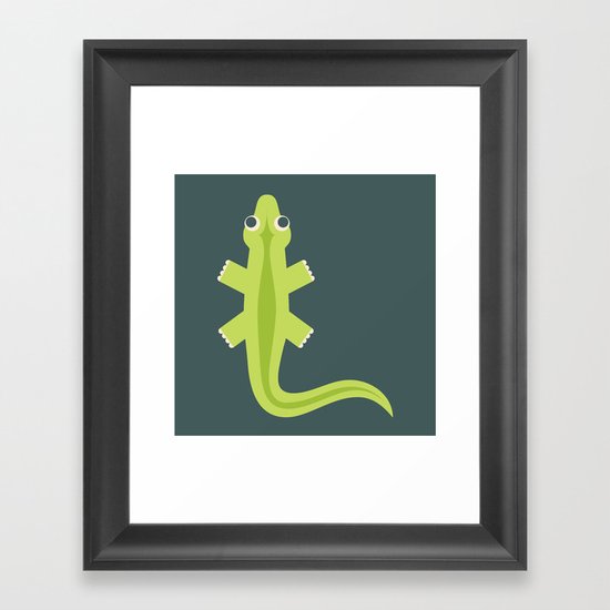 Letter L // Animal Alphabet // Lizard Monogram Framed Art Print