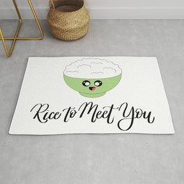 Rice to Meet You Pun Rug | Curated, Foodart, Carb, Vector, Asian, Nicetomeetyou, Funny, Ricebowl, Punny, Graphicdesign 