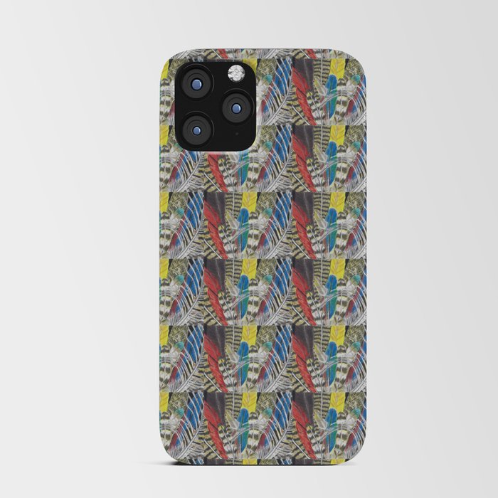 Feathers Colorful Hand Drawn Colored Pencil Drawing of Bird Plumage iPhone Card Case