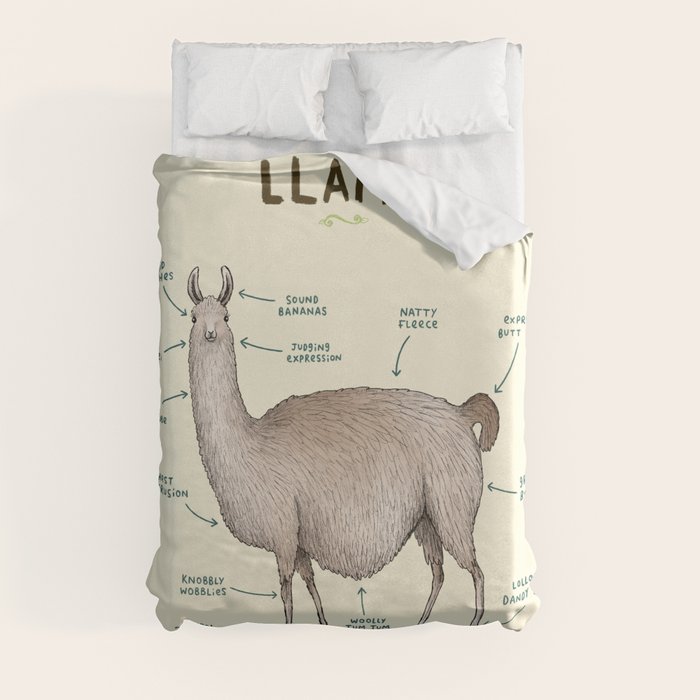 Anatomy of a Llama Duvet Cover by Sophie Corrigan Society6