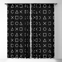 gamer pattern black and white  - gaming design black Blackout Curtain