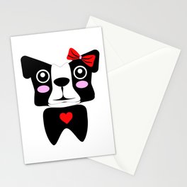 Pug Girl With a Heart Stationery Cards