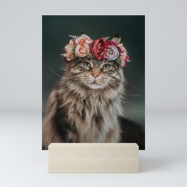 Cat in Flower Crown 2 Mini Art Print