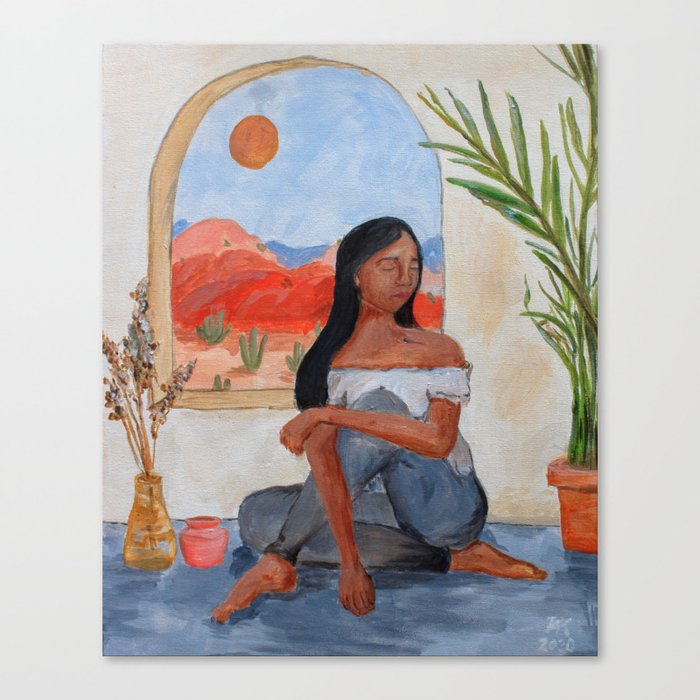 Woman, Window, Sunset Canvas Print