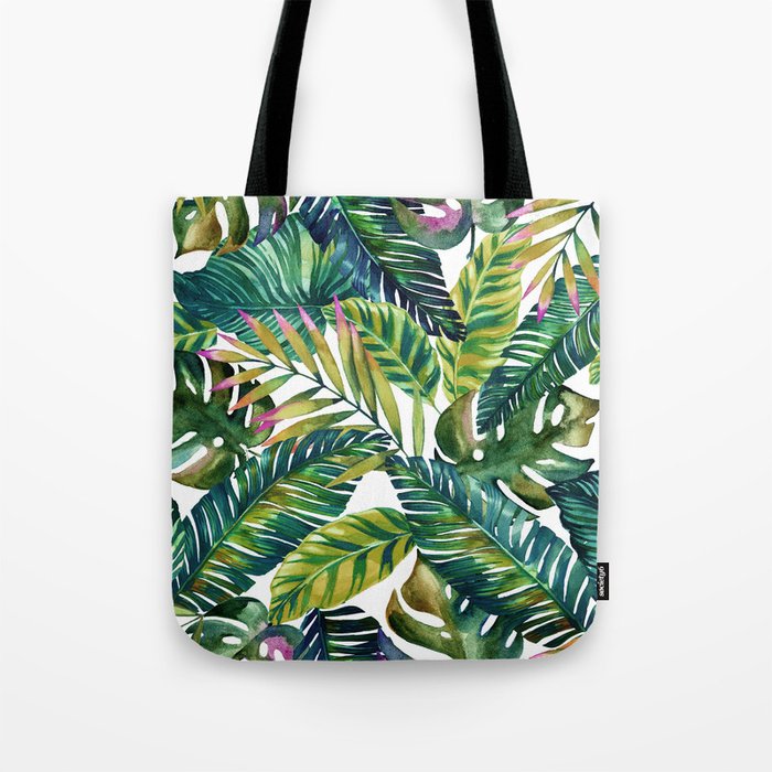 Tropical exotic banana leaves Tote Bag