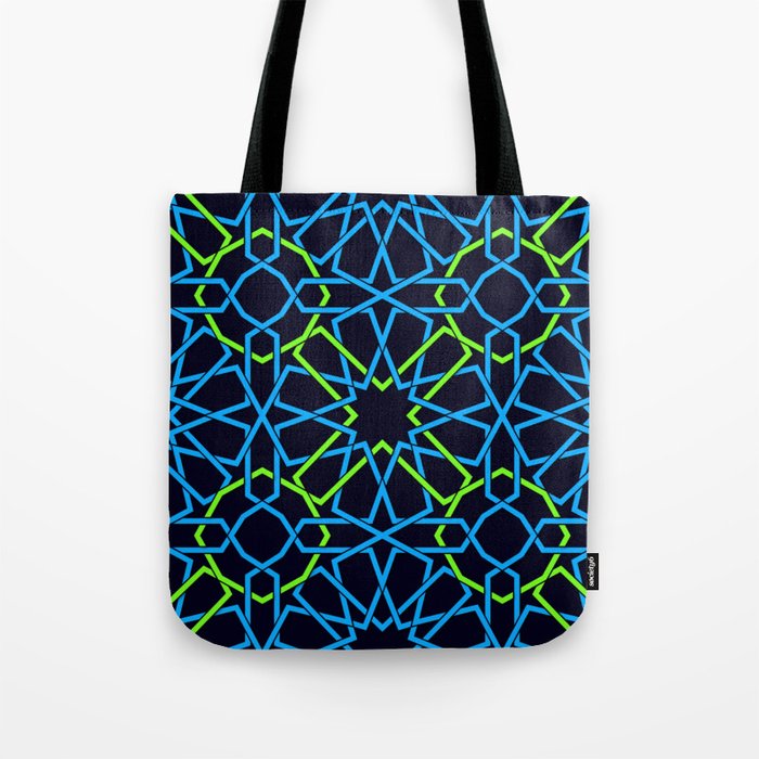 Blue & Yellow Color Arab Square Pattern Tote Bag