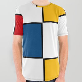 Minimal Abstract Geometric Art in Mondrian Style All Over Graphic Tee