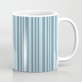 [ Thumbnail: Light Slate Gray and Powder Blue Colored Lines/Stripes Pattern Coffee Mug ]