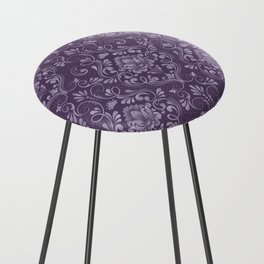 Damask Pattern with Glittery Metallic Accents Counter Stool