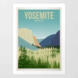 Yosemite National Park - Travel Poster -  Minimalist Art Print Art Print