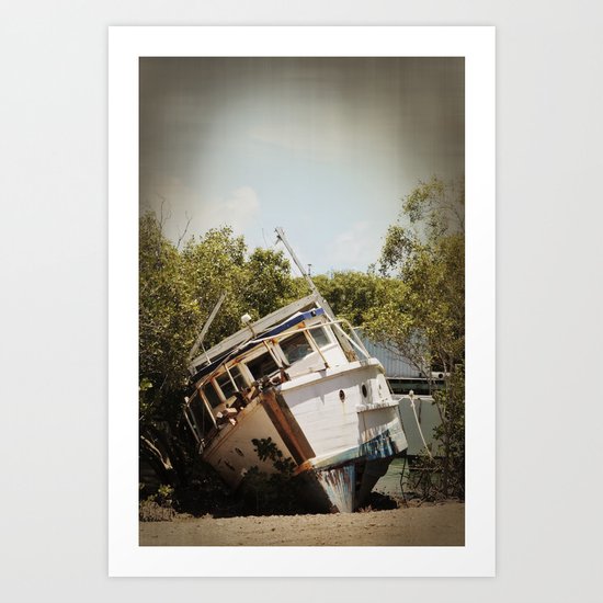 Grounded boat in need of some care Art Print