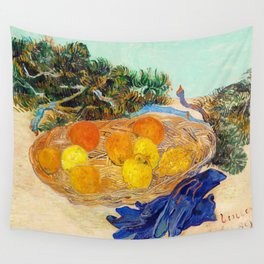 Still Life of Oranges and Lemons with Blue Gloves, Vincent Van Gogh Wall Tapestry