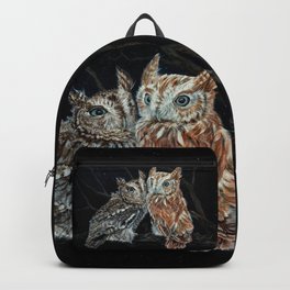 young love on a starry night - screech owls Backpack | Acrylic, Birthday, Gift, Birds, Owlets, Nature, Christmas, Love, Screechowl, Owls 