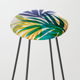 Tropical Plant Collage Counter Stool