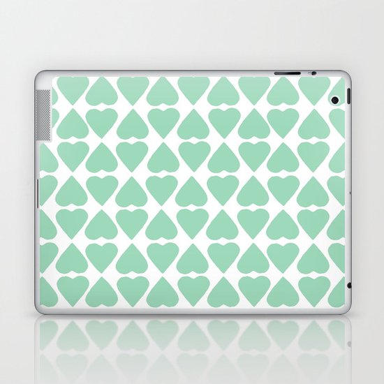 Diamond Hearts Repeat Mint Laptop & iPad Skin