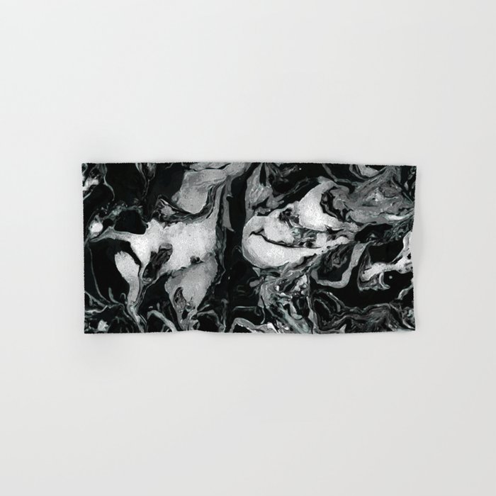 Black And White Marble Texture Acrylic Paint Art Hand Bath Towel