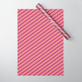 [ Thumbnail: Purple & Light Coral Colored Lines Pattern Wrapping Paper ]