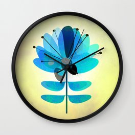 Die Blaue Blume Wall Clock | Digital, Nature, Blueblossom, Flora, Illustration, Graphicdesign, Concept, Flower 