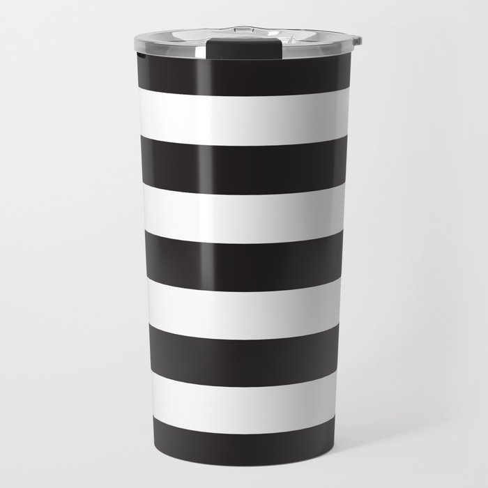Black and White Stripes Travel Mug