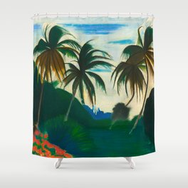 Tropical Scene with Palms and Flowers by Joseph Stella Shower Curtain