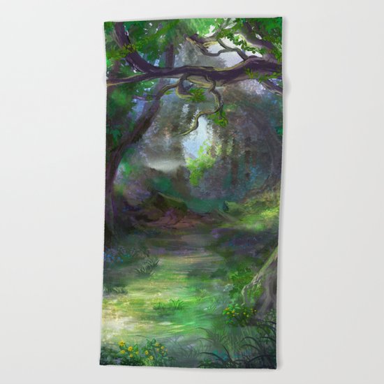 Elven Forest Beach Towel