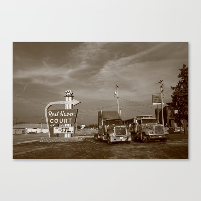 Route 66 - Rest Haven Motel 2010 #5 Sepia Canvas Print