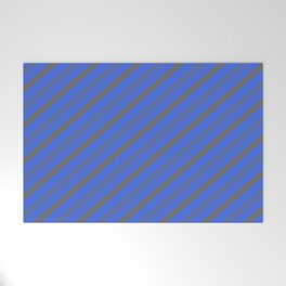 [ Thumbnail: Royal Blue & Dim Gray Colored Pattern of Stripes Welcome Mat ]