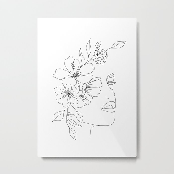 Minimal Line Art Woman Face II Metal Print by nadja1 ... Black and white flower png is about is about inai pengantin, bride, video, picture frames, photographer.