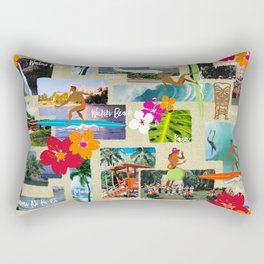 Aloha Paradise Hawaiian Vintage Postcard Rectangular Pillow