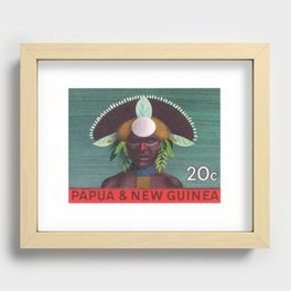 1968 Papua New Guinea Headress 20c Postage Stamp Recessed Framed Print