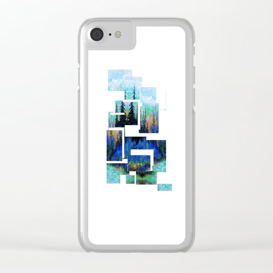 Blue Spruce Island Abstract Art Clear iPhone Case