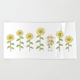 Sunflower Girl Beach Towel