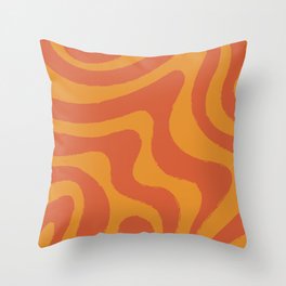 Groovy Liquid Shapes - Brown & Orange  Throw Pillow